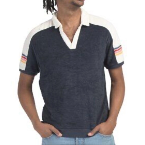 Marine Layer Other - Marine Layer Terry Out Varsity Polo Top Indigo Lg